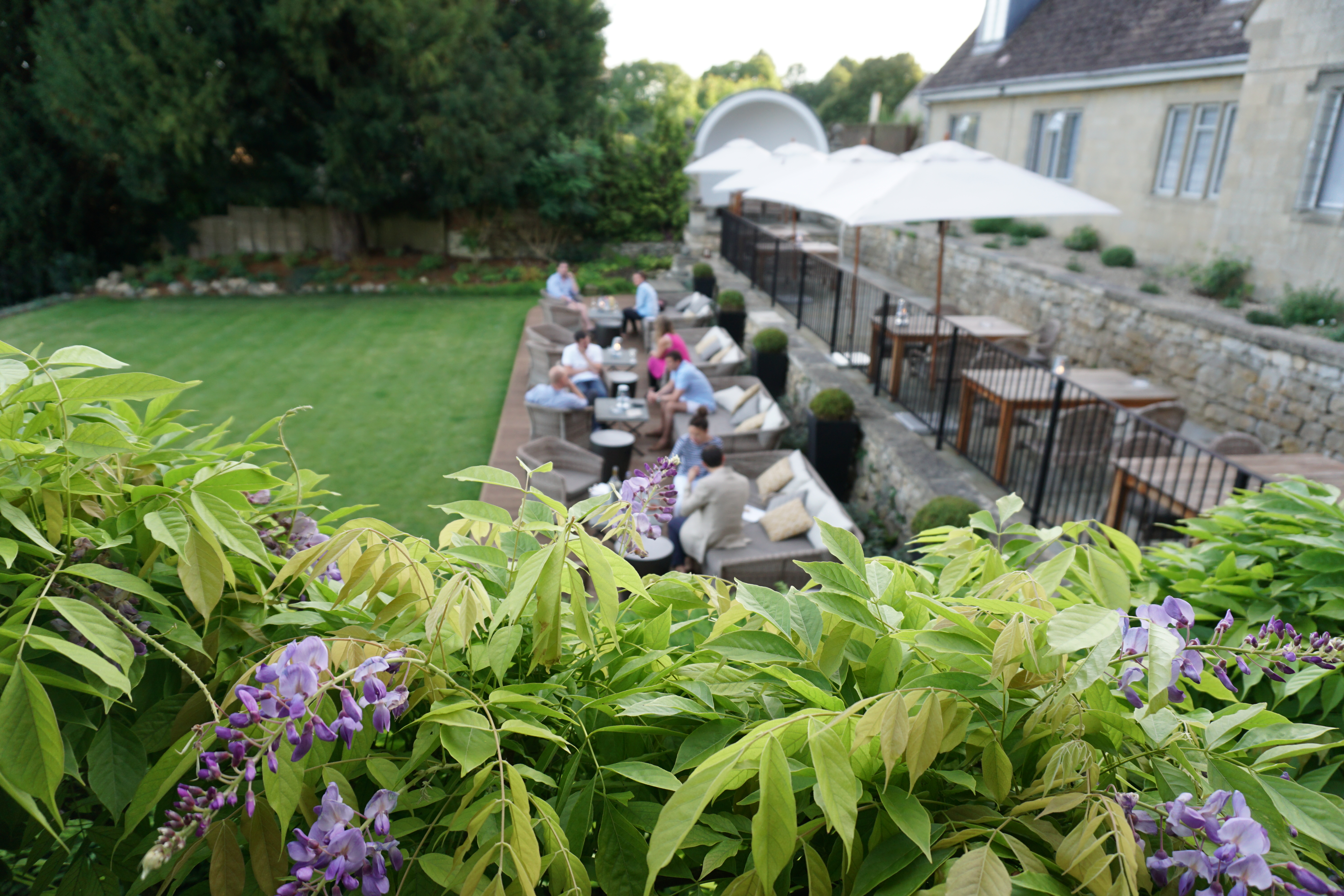 Wisteria and patio at the Painswick Hotel