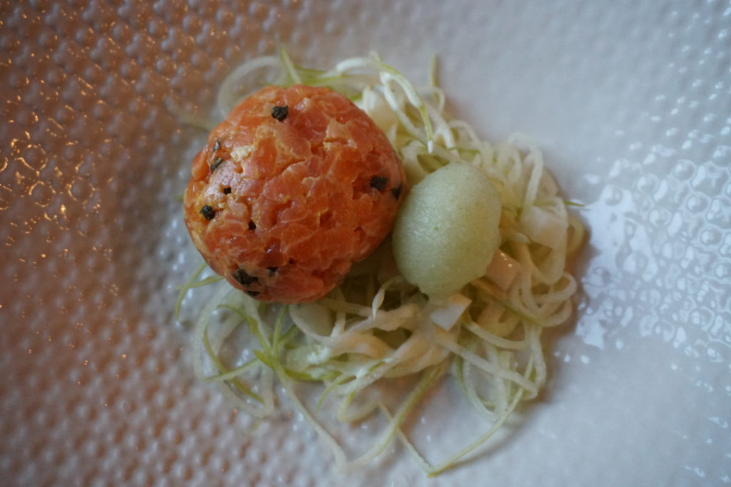 A fancy cured salmon appetizer. (yum!)